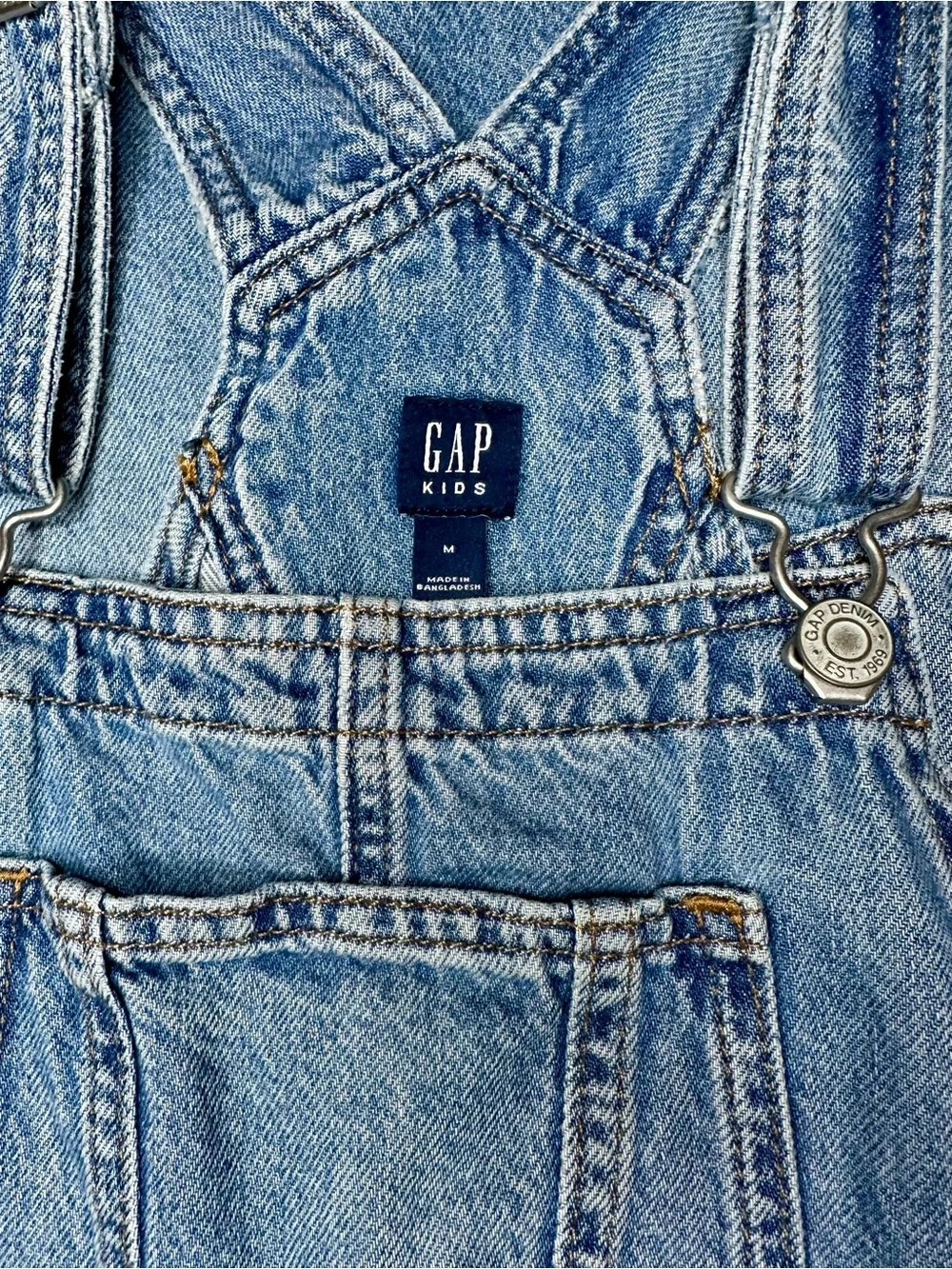 GAP Light Blue Distressed Denim Overall Dress
